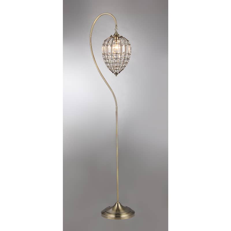 Nayda 1-light Crystal 64-inch Brass-finish Floor Lamp