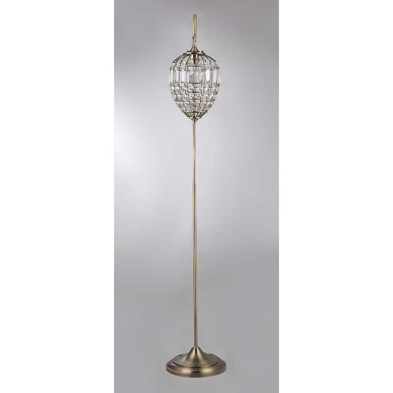 Nayda 1-light Crystal 64-inch Brass-finish Floor Lamp