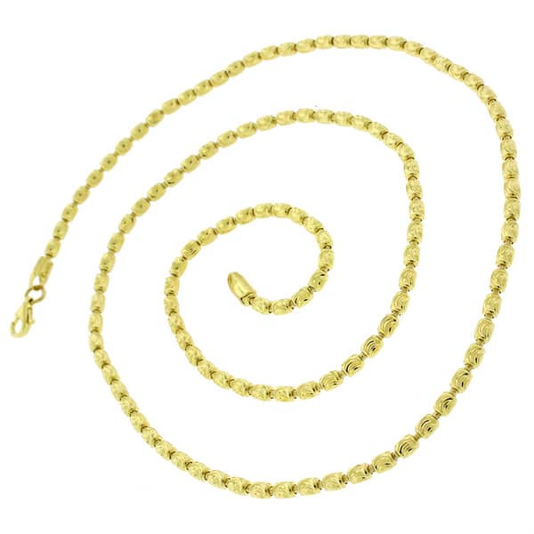 925 Sterling Silver 5mm Oval Moon-Cut Beads Two Tone Necklace Chain Made in Italy 925 Sterling Silver 5mm Oval Moon-Cut Beads Two Tone Necklace Chain Made in Italy