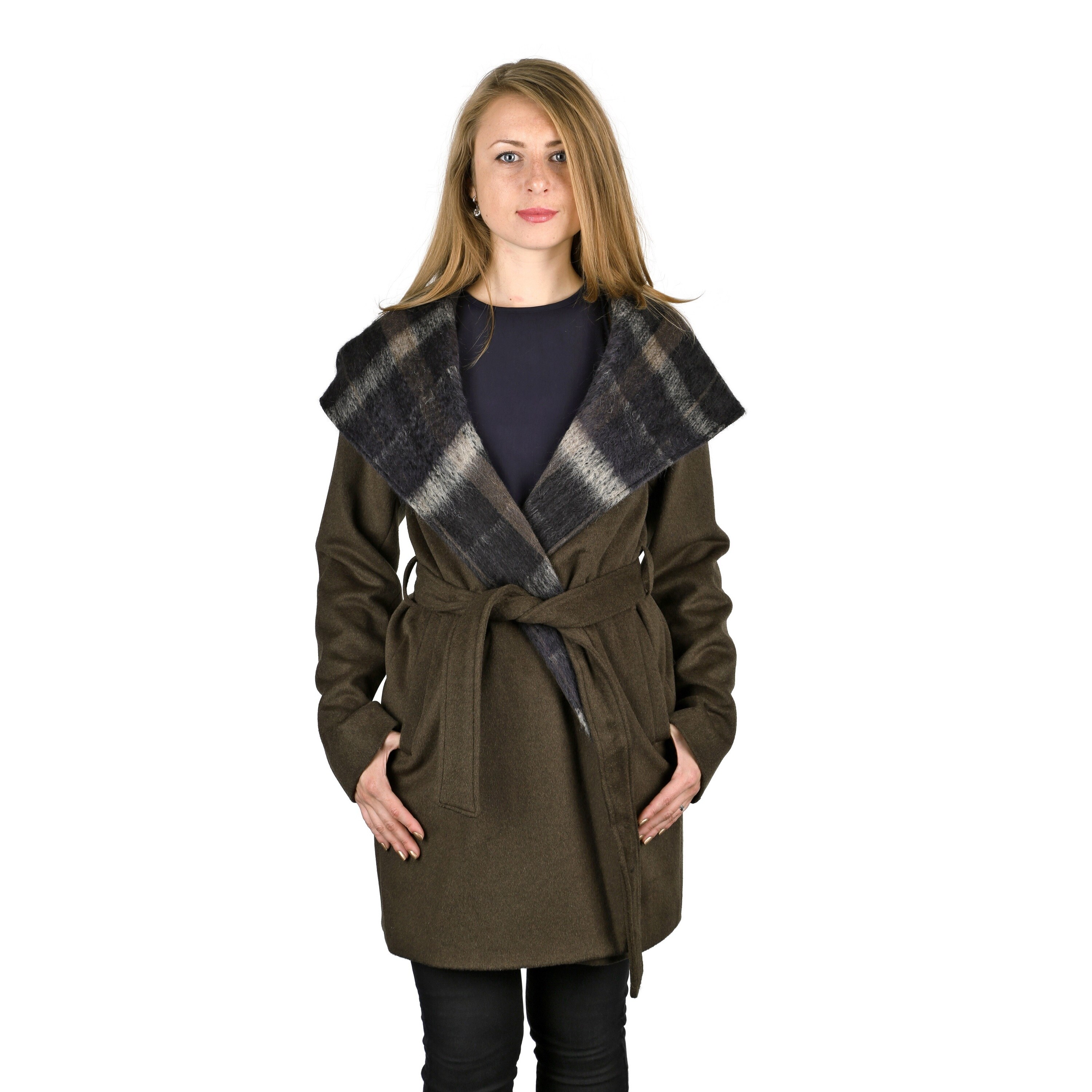 green wool wrap coat