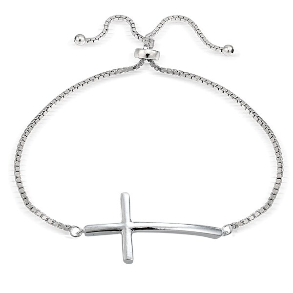 Mondevio Silver Cross Adjustable Slider Bracelet