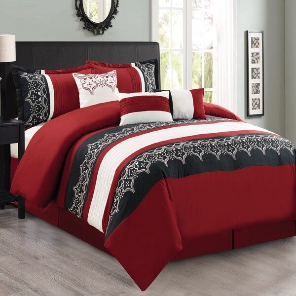 Fashion Street Persia 7 Piece Embroidered Comforter Set