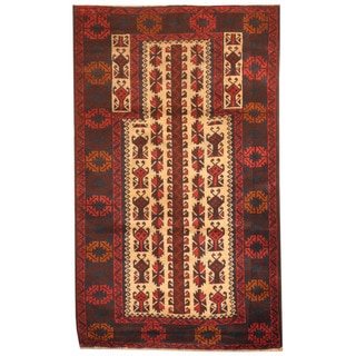 HERAT ORIENTAL Handmade One-of-a-Kind Balouchi Wool Rug - 3' x 4'10 ...