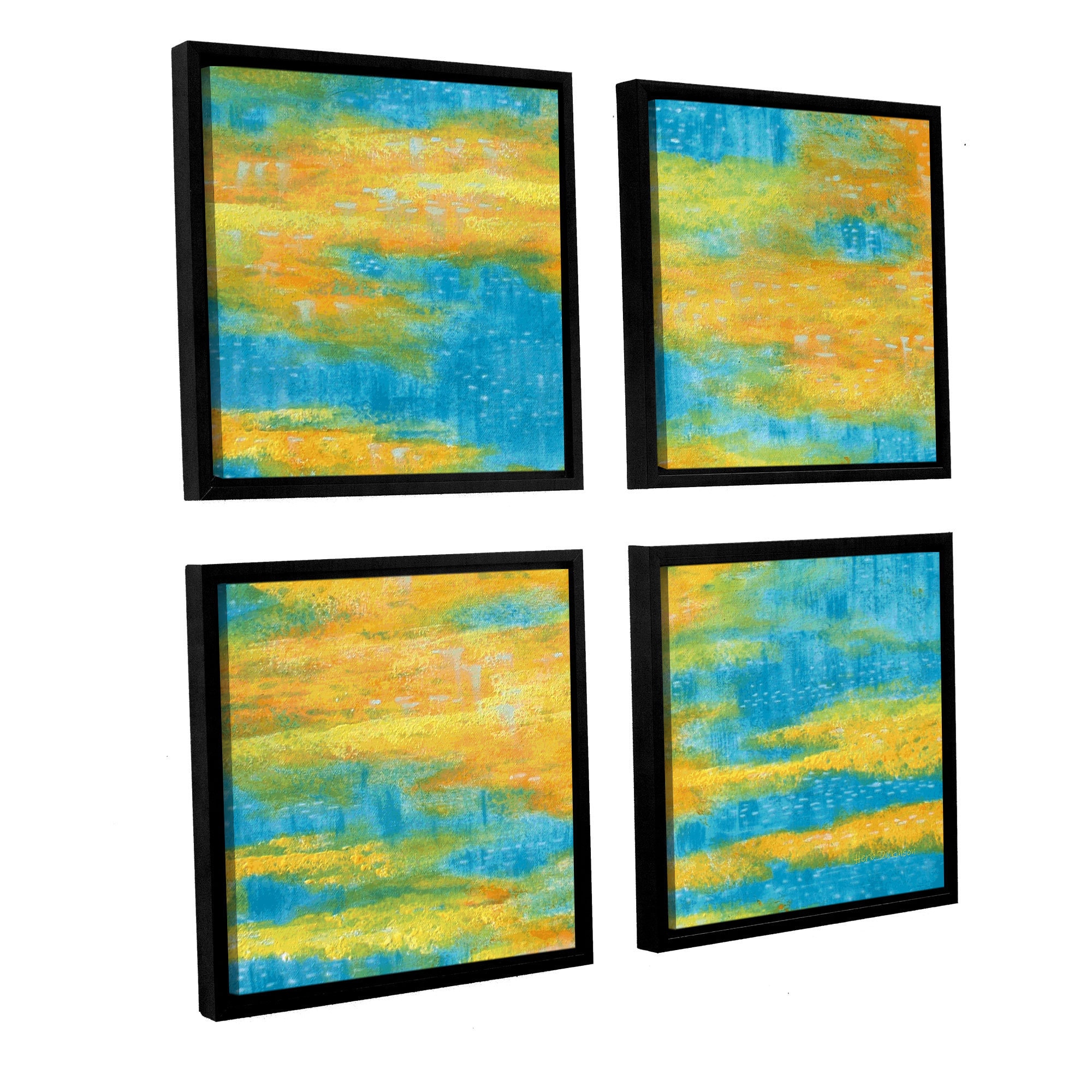 ArtWall 4 Piece Herb Dickinsons Palms Away IV Floater Framed Canvas Square Set 36 x 36 