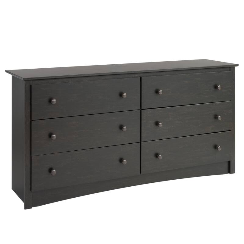 Prepac Sonoma 6 Drawer Double Dresser for Bedroom, Wide Chest of Drawers, Traditional Bedroom Furniture