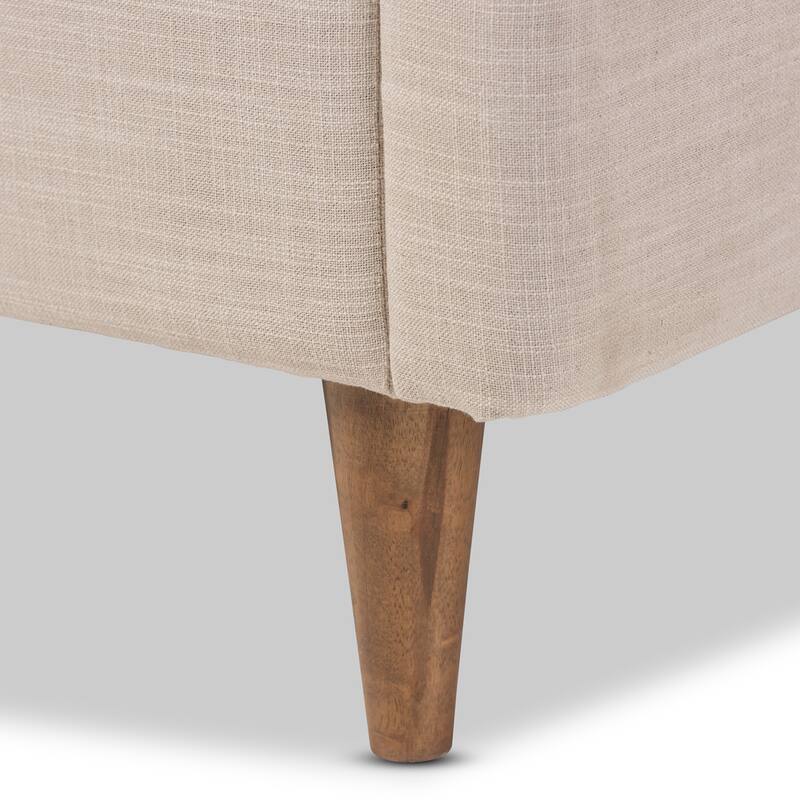 Baxton Studio Hermia Mid-century Modern Beige Linen Platform Bed