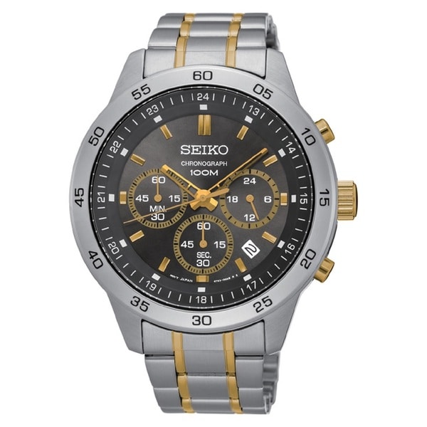 Seiko Men's SKS525 Stainless Steel Chronograph Watch with a Black Dial ...