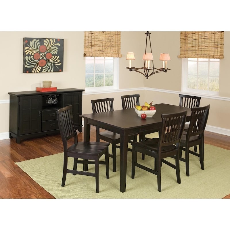 Arts & Crafts 7-piece Rectangular Dining Set with Extension Leaf by Homestyles - Black