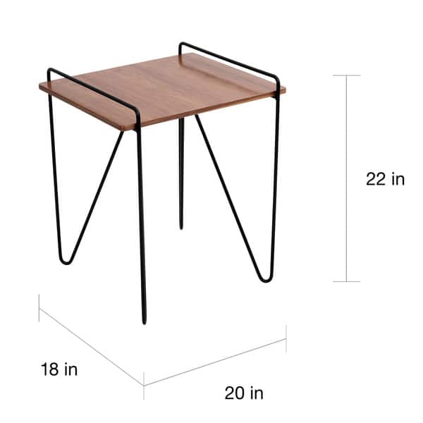 dimension image slide 0 of 2, Loft Mid Century Modern Walnut Wood End Table