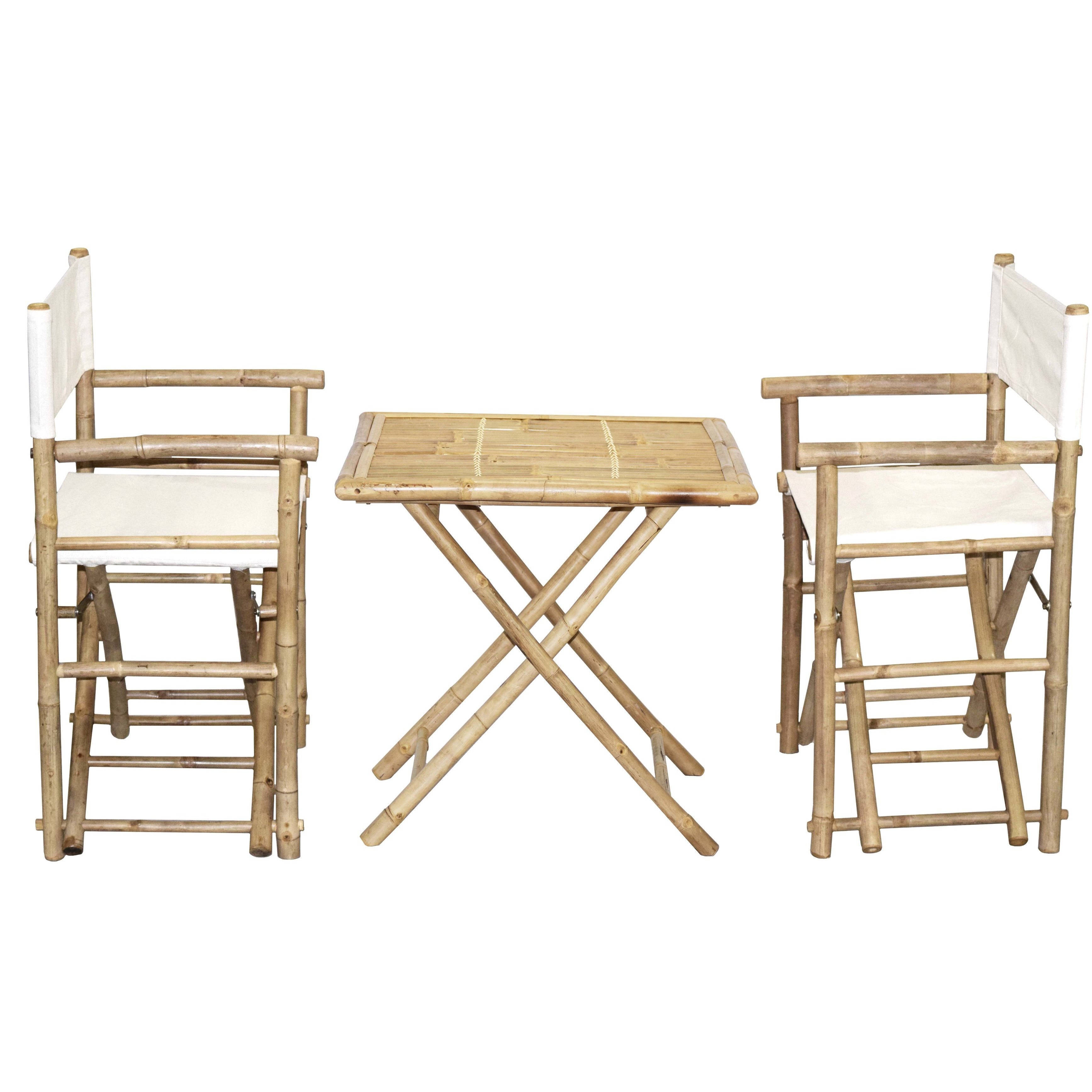 Handmade Bamboo Bistro Director\'s Chairs and Square Table Set ... Handmade Bamboo Bistro Director\'s Chairs and Square Table Set ...