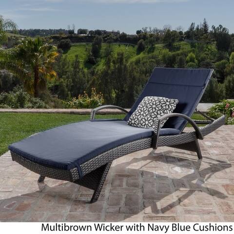 Blue Patio Furniture Find Great Outdoor Seating Dining Deals Toscana Outdoor Wicker Armed Chaise Lounge Chair With Cushion By Christopher Knight Home