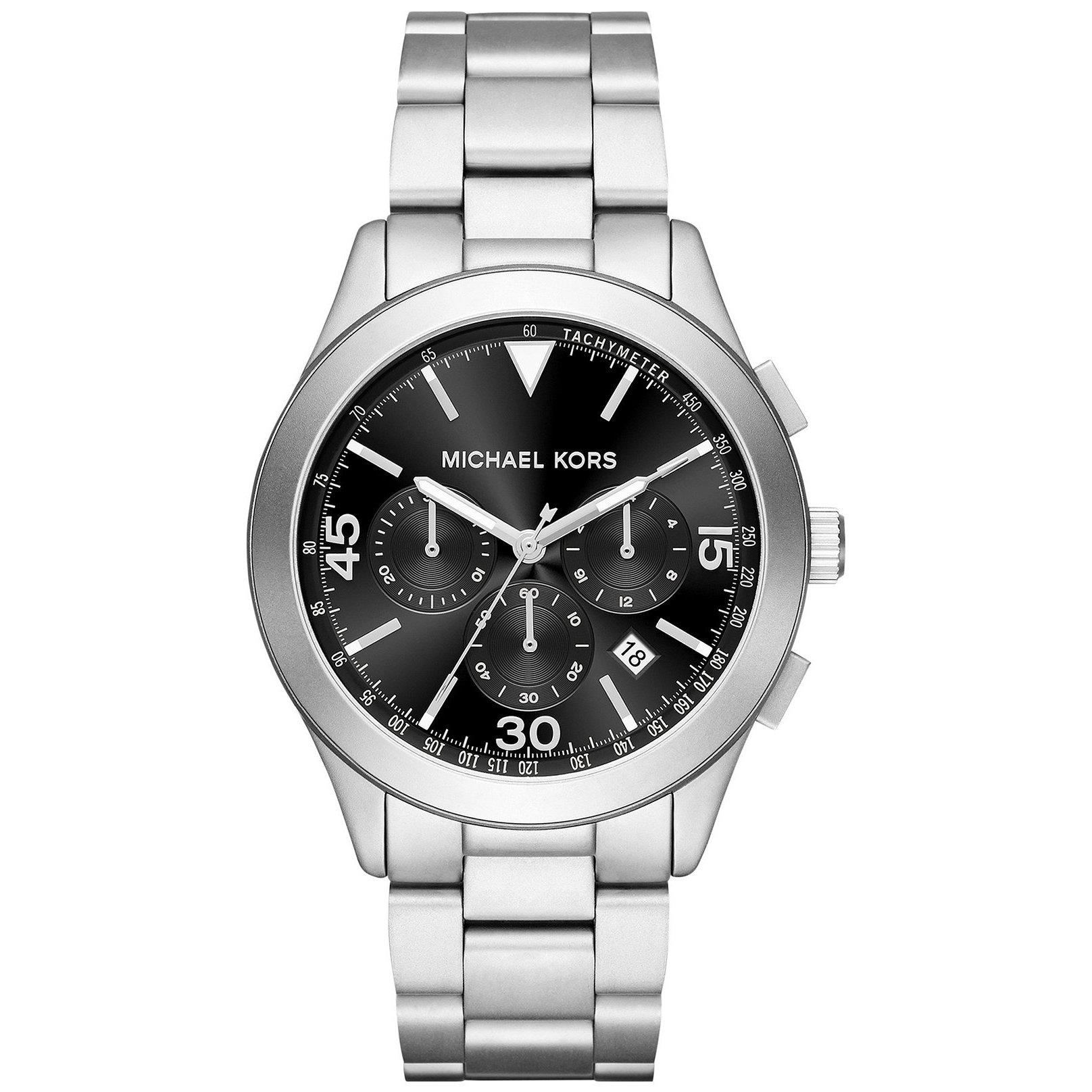 black dial stainless steel watch