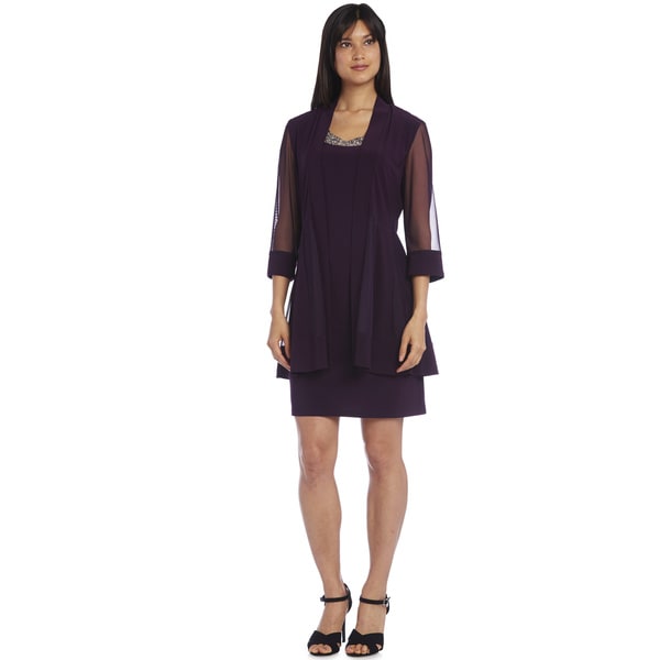 R&M Richards Plum Bead Jacket Dress