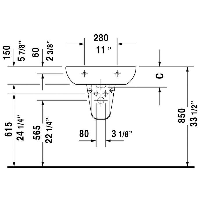 Duravit D-Code Washbasin, White (23106500002)