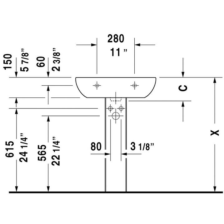 Duravit D-Code Washbasin, White (23106500002)