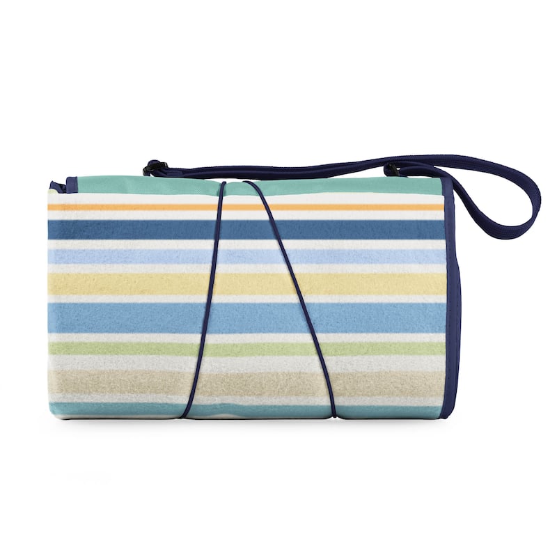 Picnic Time Blanket Tote - St. Tropez Stripes/Aqua Blue
