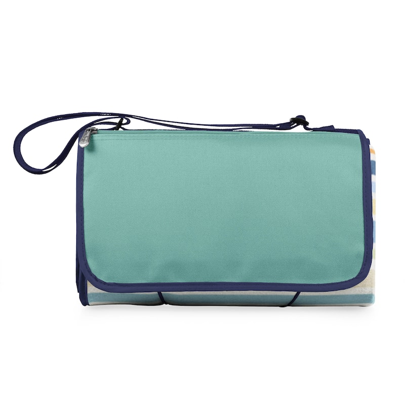 Picnic Time Blanket Tote - St. Tropez Stripes/Aqua Blue
