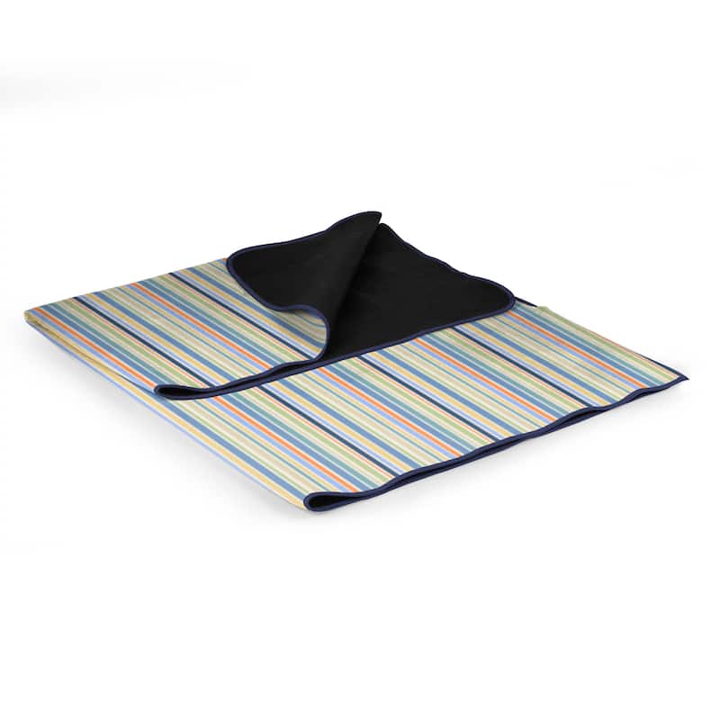 Picnic Time Blanket Tote - St. Tropez Stripes/Aqua Blue