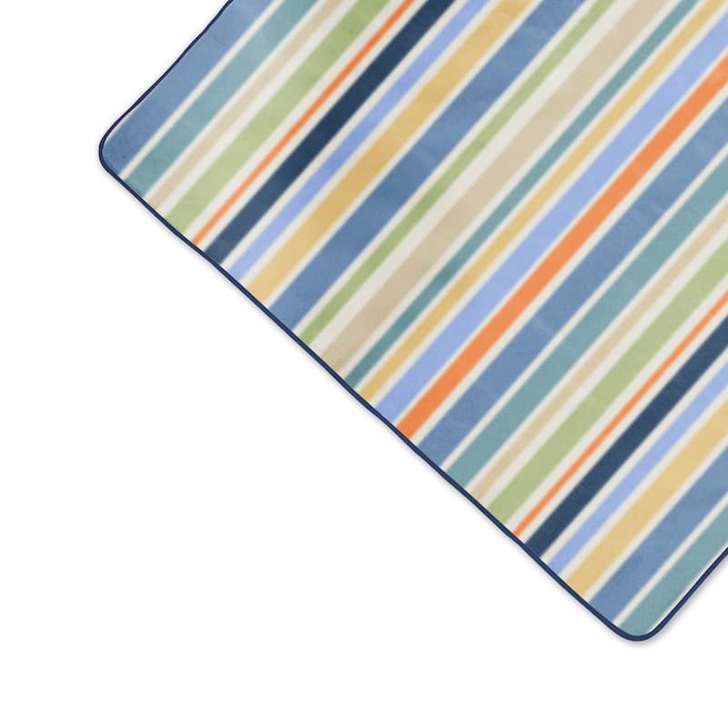 Picnic Time Blanket Tote - St. Tropez Stripes/Aqua Blue
