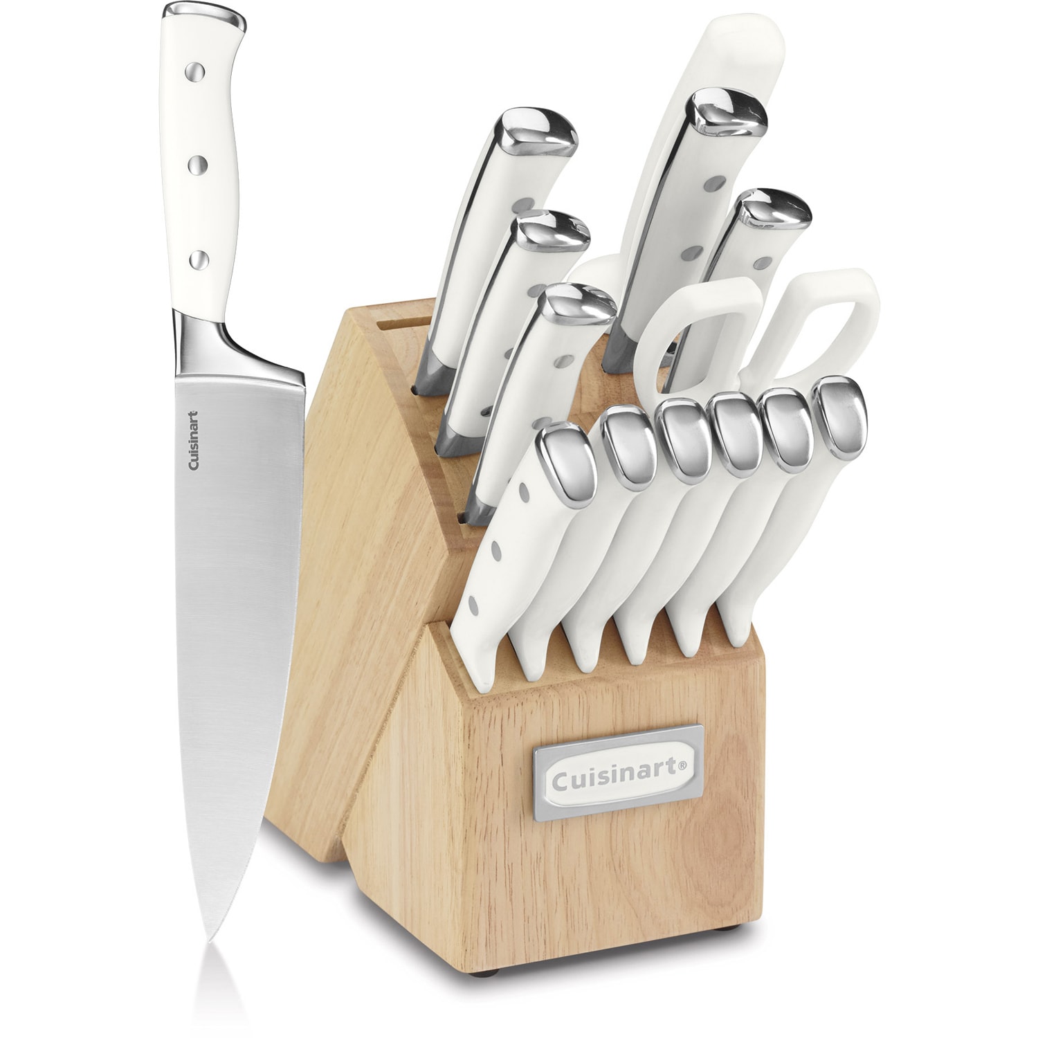 Farberware Triple Riveted Knife Block Set, 15-Piece, Gray