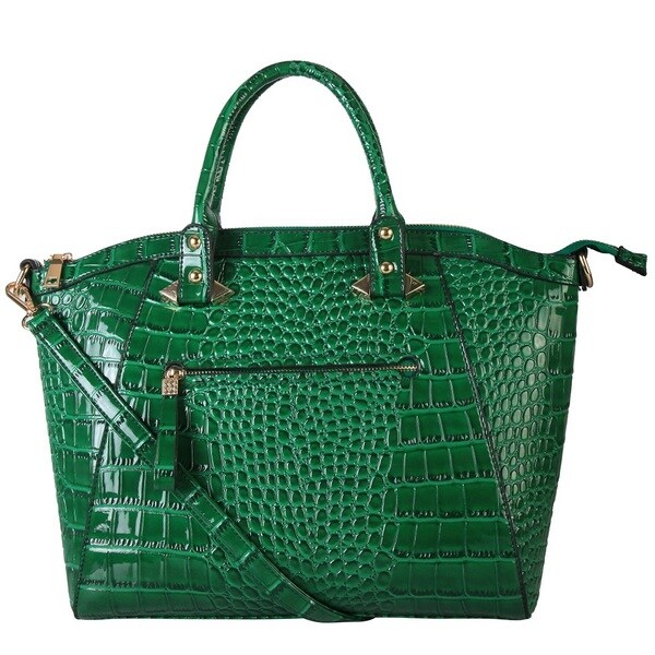 Diophy Elegant Crocodile Faux Leather Structured Satchel Handbag ...