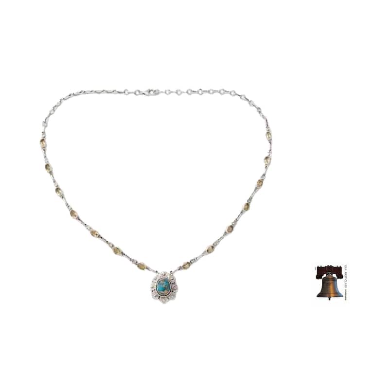 NOVICA Handmade Golden Sky Halo Citrine Turquoise Necklace (India) - 7'6" x 9'6"