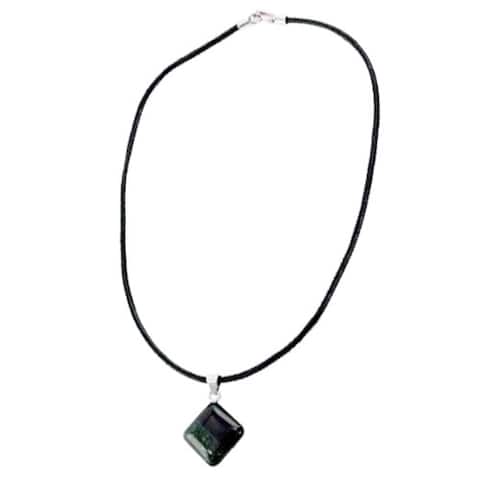 Handmade Sterling Silver Leather 'Duality' Jade Necklace (Guatemala) - 7'6" x 9'6"