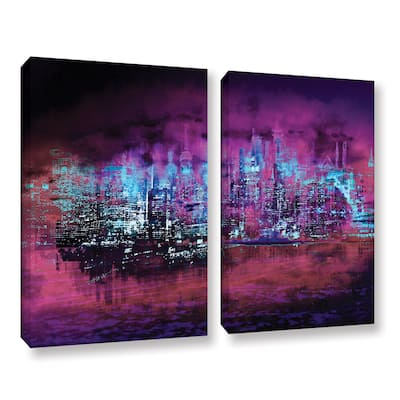 ArtWall Niel Hemsley's 'Neon City II' 2-piece Gallery Wrapped Canvas Set