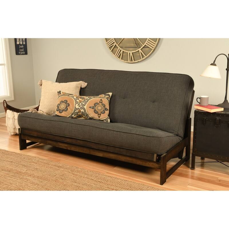 Copper Grove Uncompahgre Rustic Mocha Futon Set with Mattress - Linen Charcoal