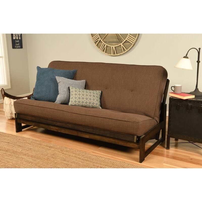 Copper Grove Uncompahgre Rustic Mocha Futon Set with Mattress - Linen Cocoa