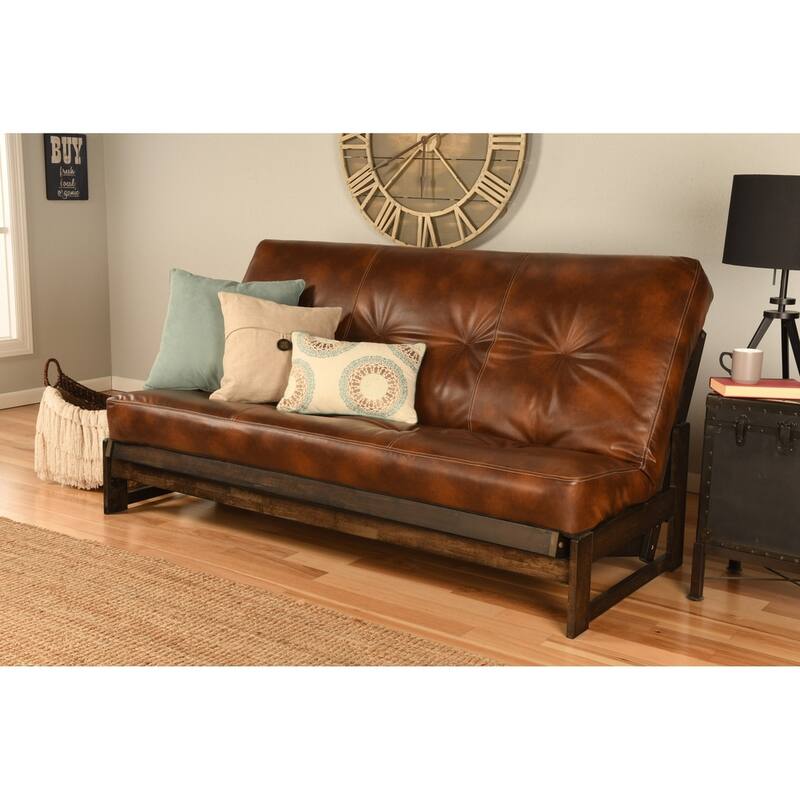 Copper Grove Uncompahgre Rustic Mocha Futon Set with Mattress - Oregon Trail Saddle