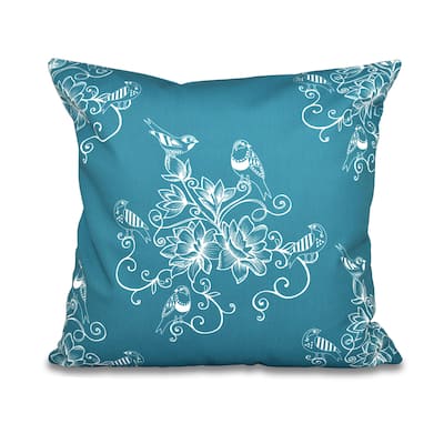 Morning Birds Floral Print 18-inch Throw Pillow