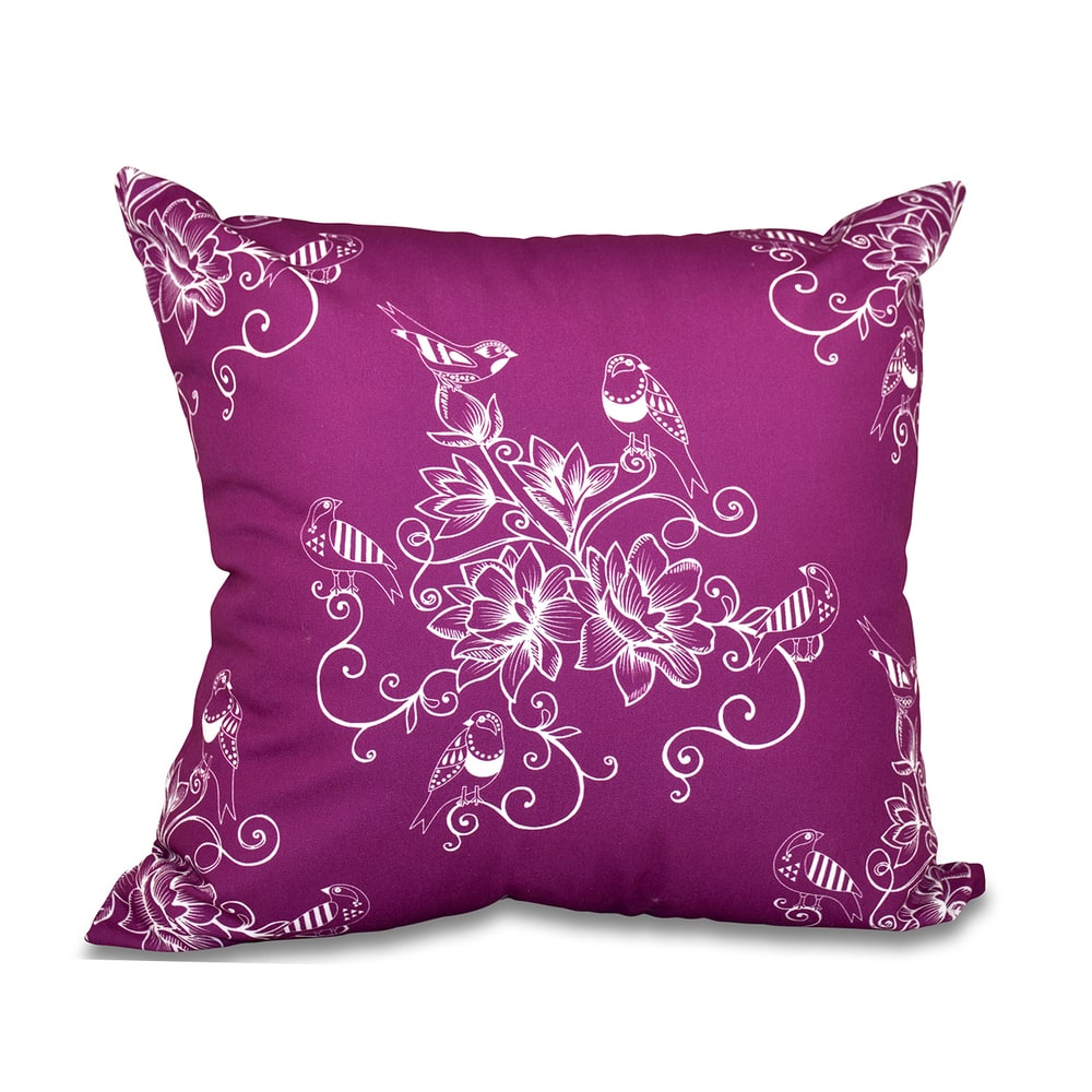 Morning Birds Floral Print 18-inch Throw Pillow