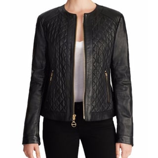 Laundry by Shelli Segal Black Quiloted Leather Jacket   18474551