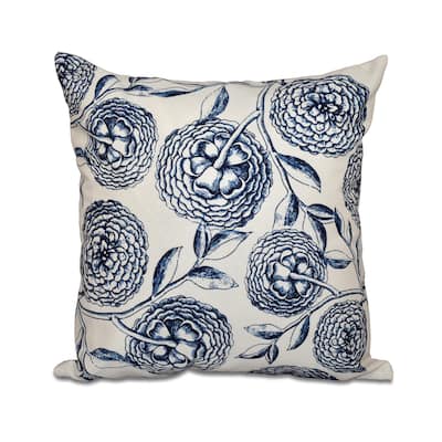 Antique Flowers Floral Print 18-inch Square Throw Pillow