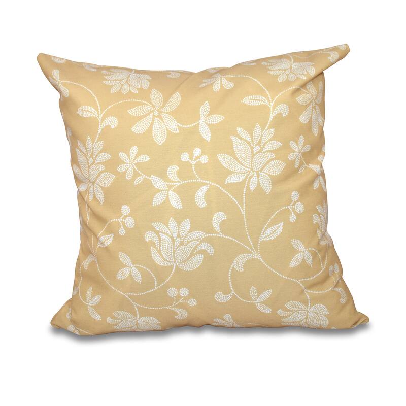 Traditional Floral Print 18-inch Throw Pillow - Gold