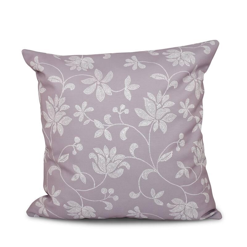 Traditional Floral Print 18-inch Throw Pillow - Lavender