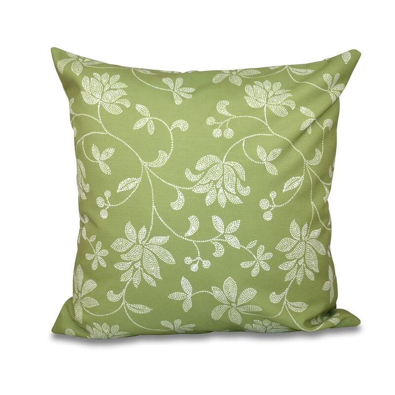 Traditional Floral Print 18-inch Throw Pillow - Green