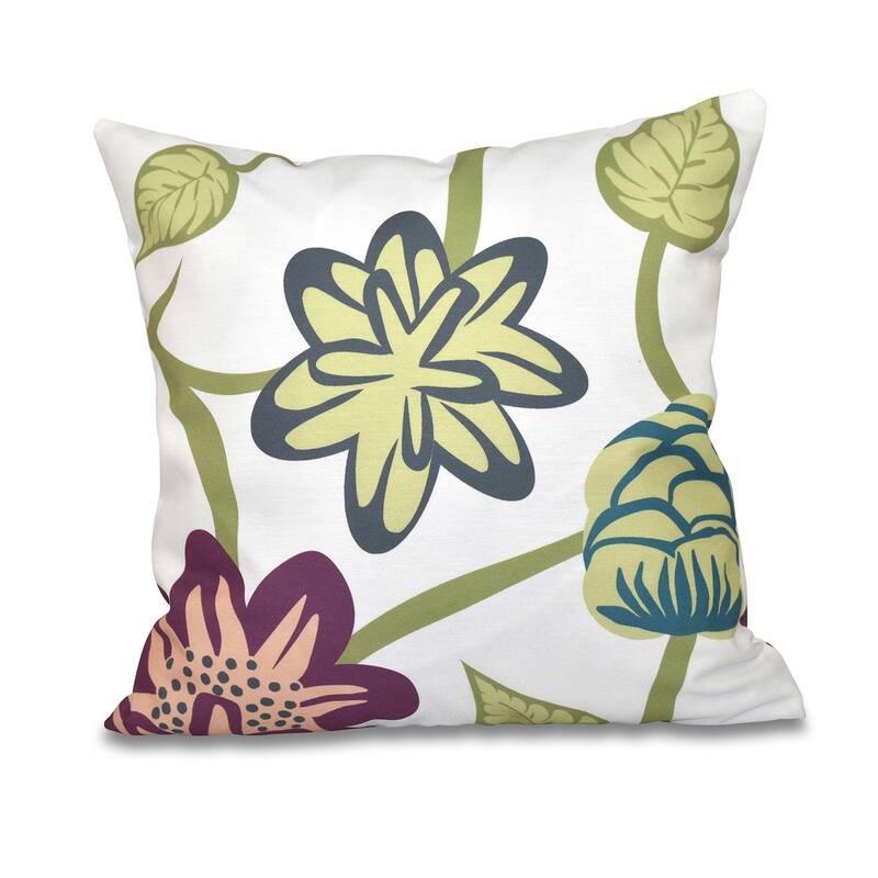 Tropical Floral Print 18-inch Throw Pillow