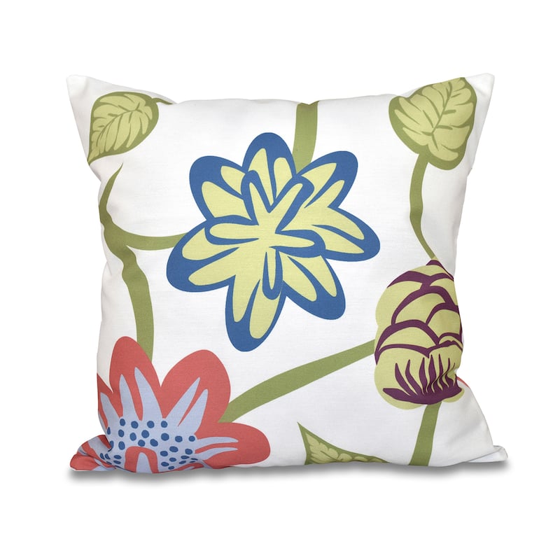 Tropical Floral Print 18-inch Throw Pillow