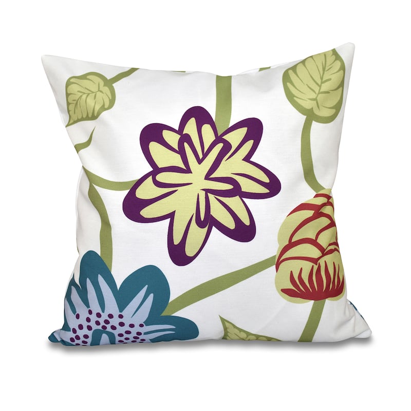 Tropical Floral Print 18-inch Throw Pillow