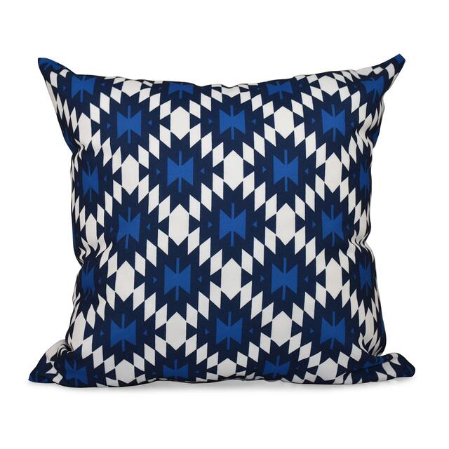 Jodhpur Kilim Geometric Print 18-inch Throw Pillow - Navy