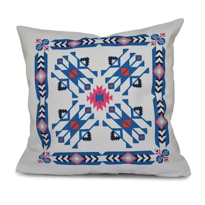 Jodhpur Border 4 Geometric Print 16-inch Throw Pillow