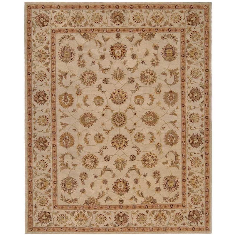 Nourison Heritage Hall Area Rug - Contains Latex - Oriental - 0.25 - 0.5 inch - Indoor/Handmade - Rectangle - 9' x 12' - Wool - N/A - Ivory - 8'6" x 11'6"