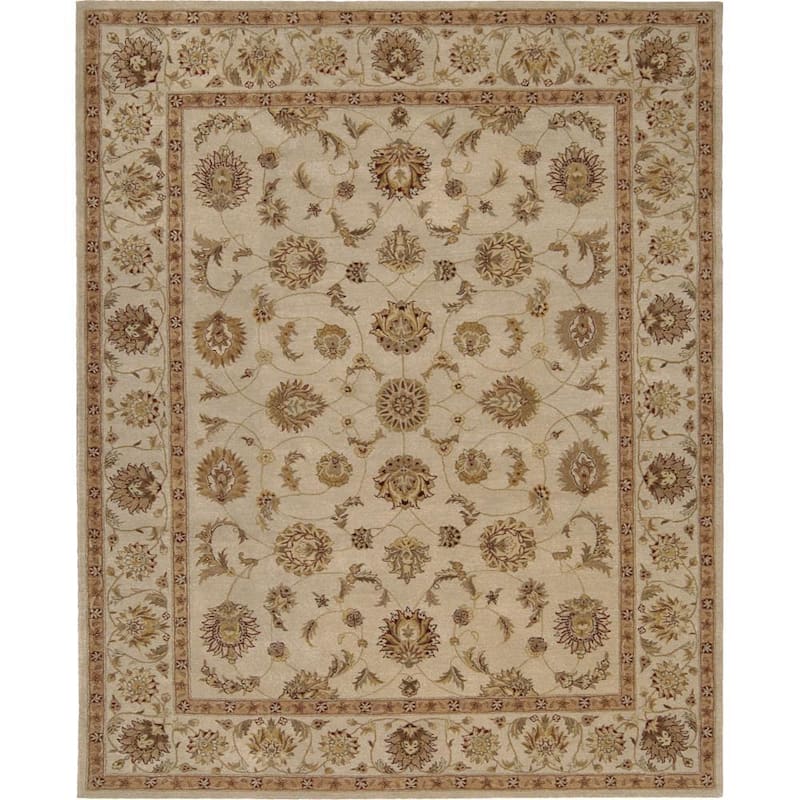 Nourison Heritage Hall Area Rug - Contains Latex - Oriental - 0.25 - 0.5 inch - Indoor/Handmade - Rectangle - 8' x 10' - Wool - Brown - Ivory - 7'9" x 9'9"