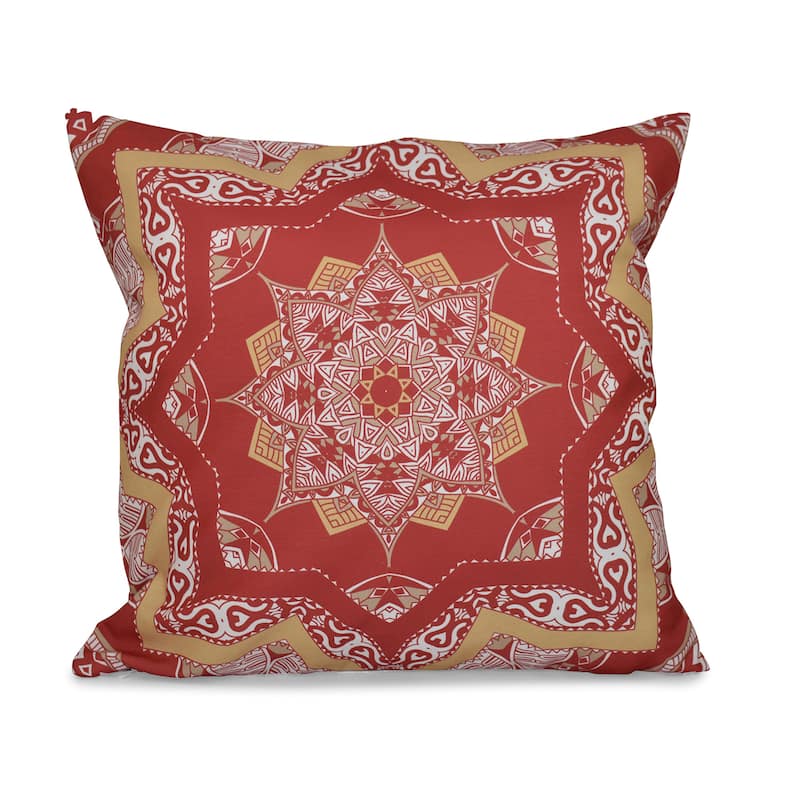 Shawl Geometric Print 16-inch Throw Pillow - Orange