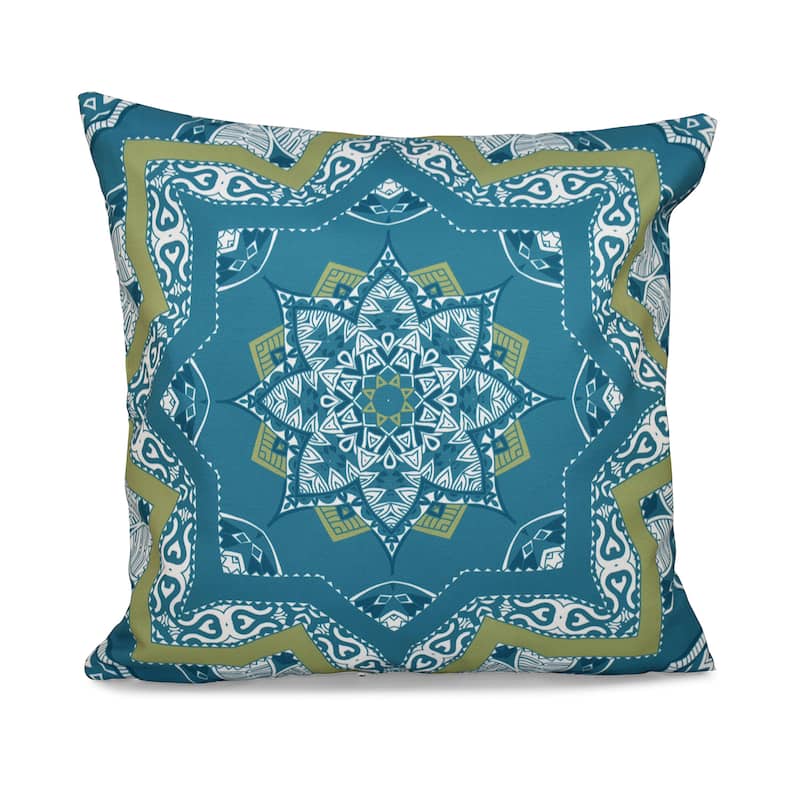 Shawl Geometric Print 16-inch Throw Pillow - Green