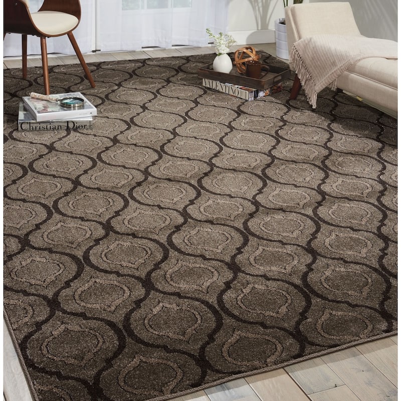 Nourison Glistening Nights Modern Geometric Trellis Area Rug