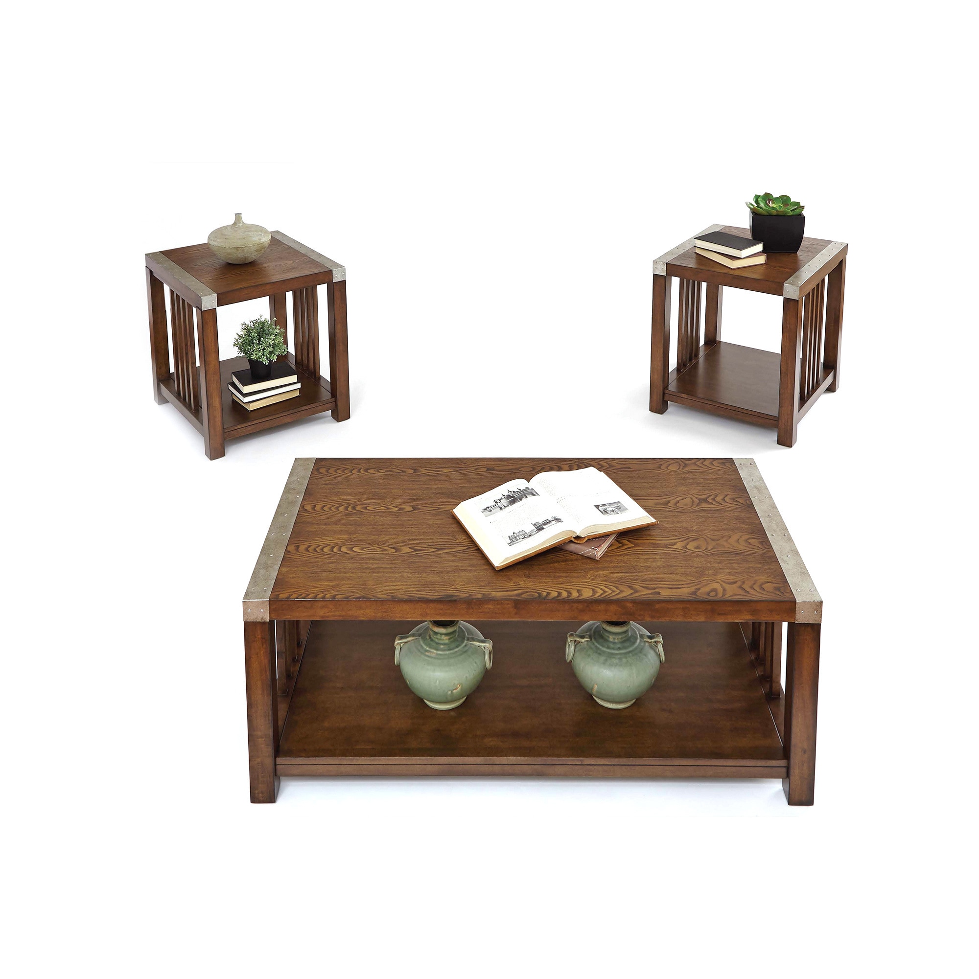 two matching end tables