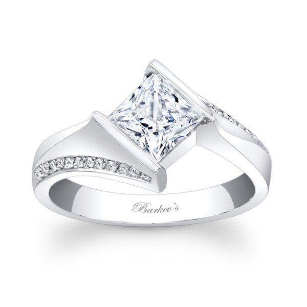 Shop Barkev's Designer 14k White Gold Princess-cut Diamond Engagement ...